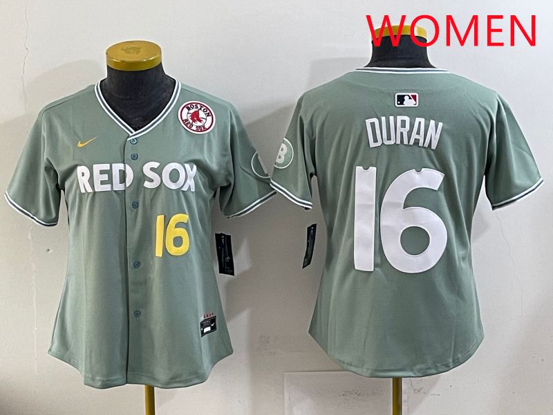 Women 2025 Boston Red Sox #16 Duran Light Green Joint Name Nike MLB Jersey style 16
